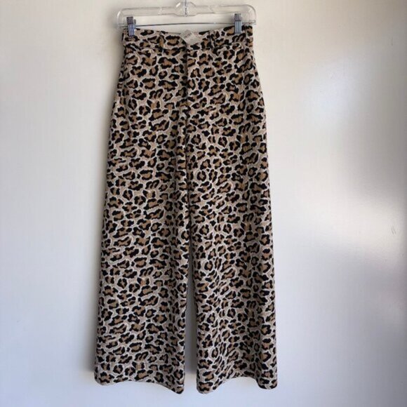 NWT Maeve Ettie Animal Print Wide-Leg Pants Size 24